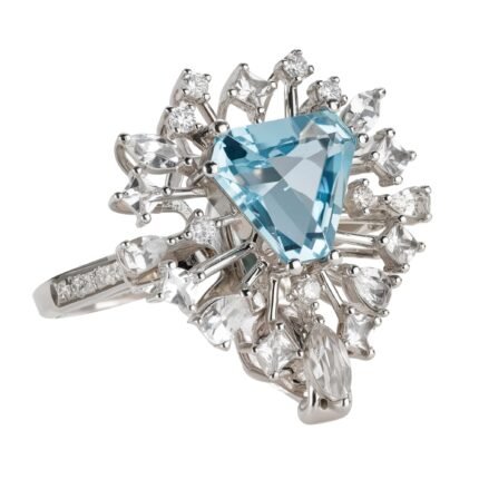 Natural Untreated Santa Maria Aquamarine 18K Gold Diamond Ring/Pendant