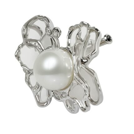 Original Design Pearl Coast Australian South Sea Venus Pearl 18K White Gold Crystal Pendant/Brooch