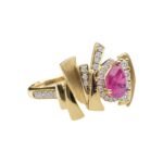 Original Design Natural Untreated Vietnamese Ruby 18K Gold Diamond Ring