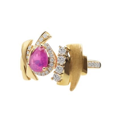 Original Design Natural Untreated Vietnamese Ruby 18K Gold Diamond Ring