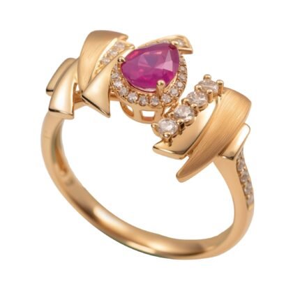 Original Design Natural Untreated Vietnamese Ruby 18K Gold Diamond Ring