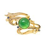 Original Design Breeze Grace Natural Burma Type A Jadeite 18K Gold Brooch/Pendant/Scarf Clasp