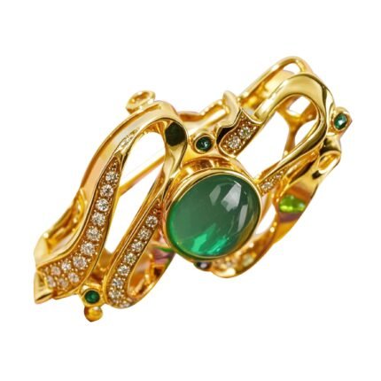 Original Design Breeze Grace Natural Burma Type A Jadeite 18K Gold Brooch/Pendant/Scarf Clasp