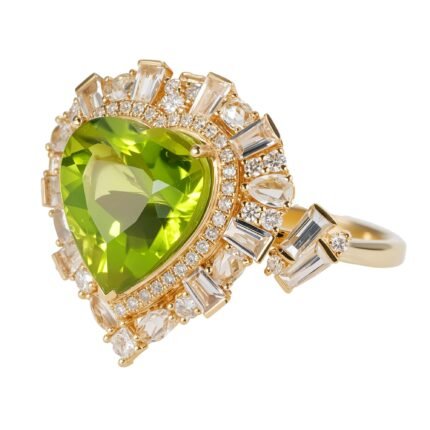 Chang'an Original Natural Peridot 18K Gold Diamond Ring/Pendant
